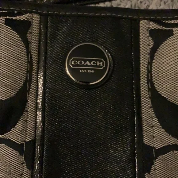 Monogram Coach Satchel w Side Drawstrings - Picture 3 of 7